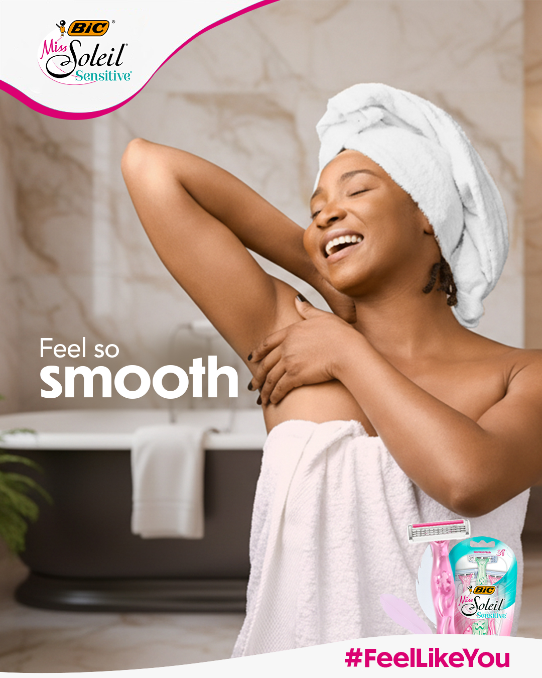 BIC Nigeria Facebook ad: Smooth skin & shine.