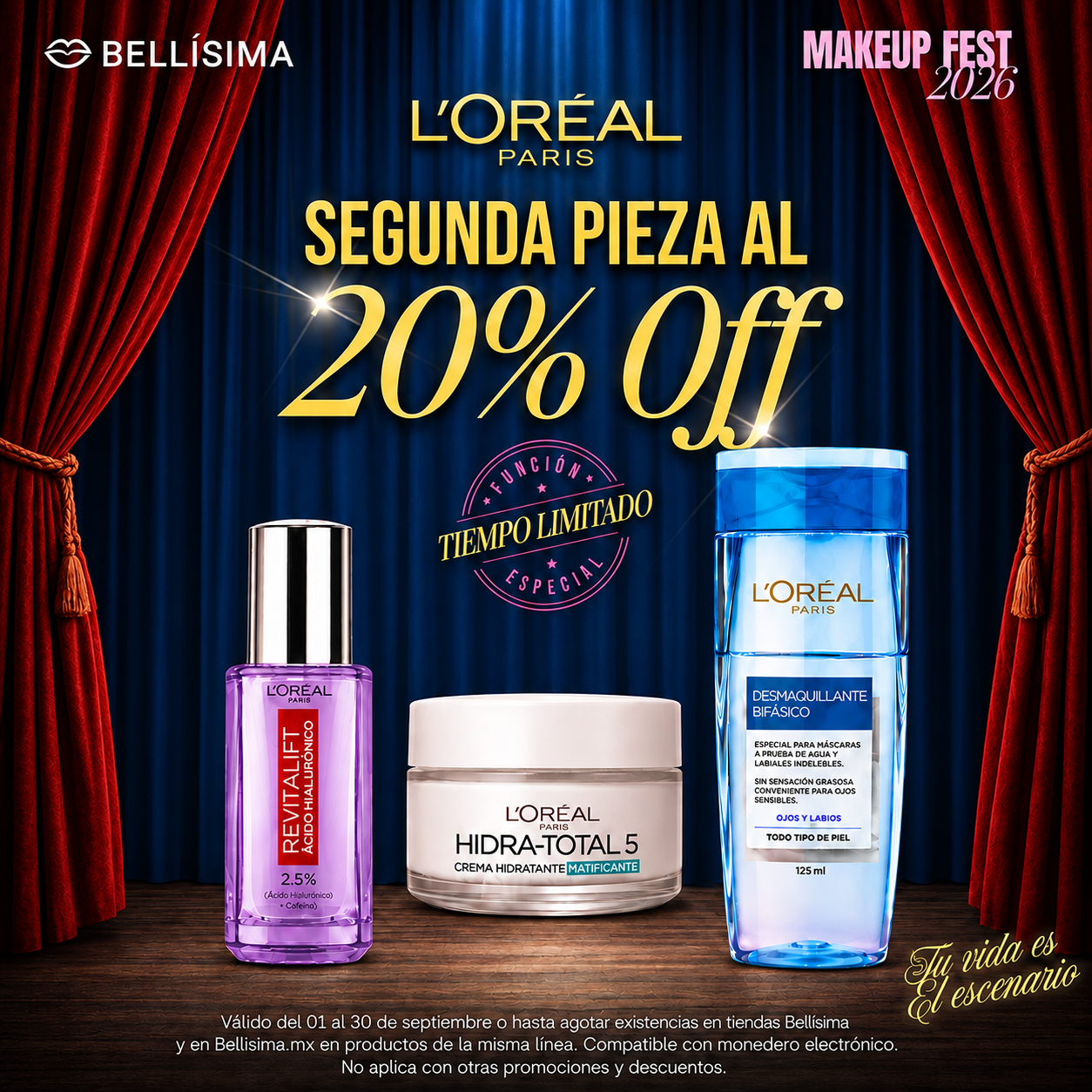 Bellisima Facebook ad: Tu segunda pieza L’Oréal Paris con 20% OFF