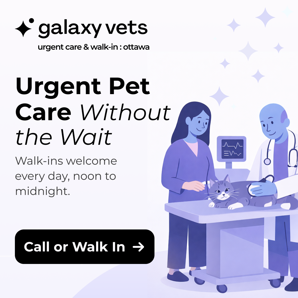 Galaxy Vets Urgent Care & Walk-in: Ottawa Facebook ad from Mar 24, 2026