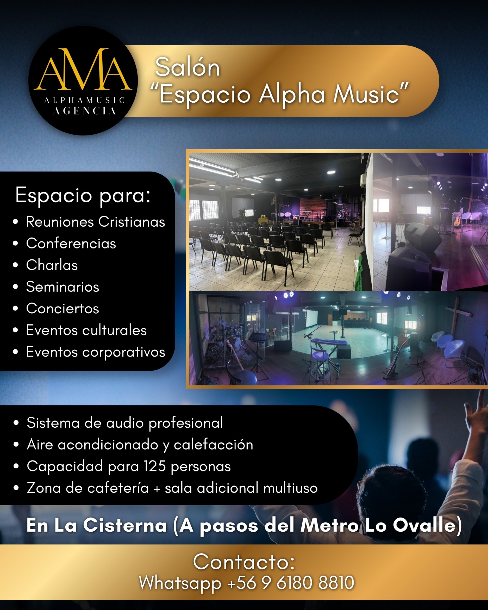 Alpha Music Academia Facebook ad: Arriendo de Salón para Eventos