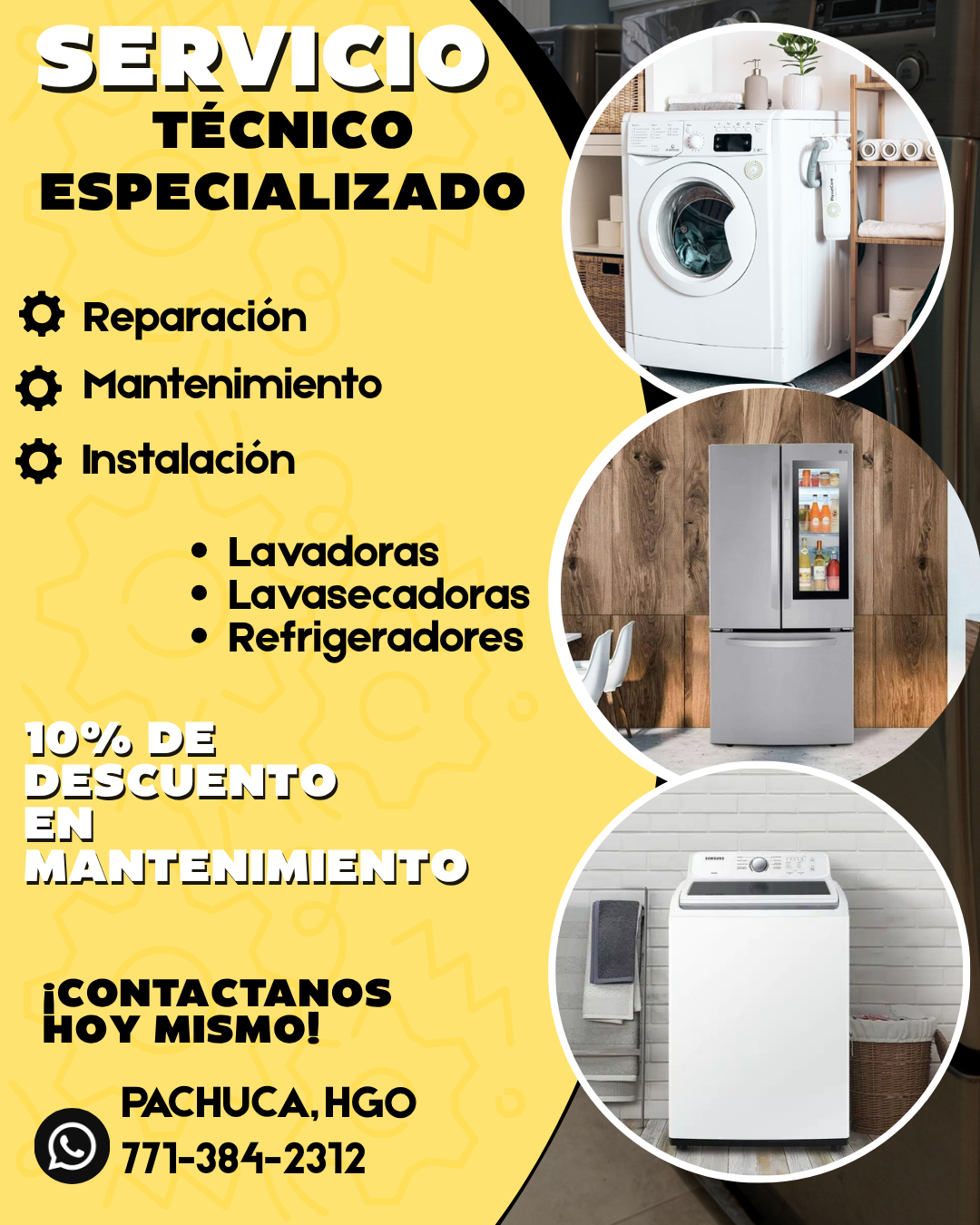 Servicio Especializado LS Reparación de Lavadoras Secadoras Refrigeradores Facebook ad: Reparación Confiable con Técnicos Especializados