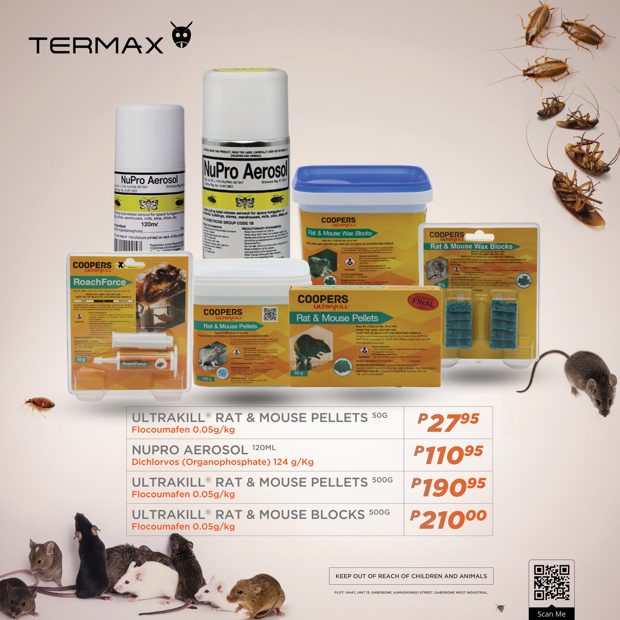 Termax Facebook ad: Stockists of stored products insect pests.