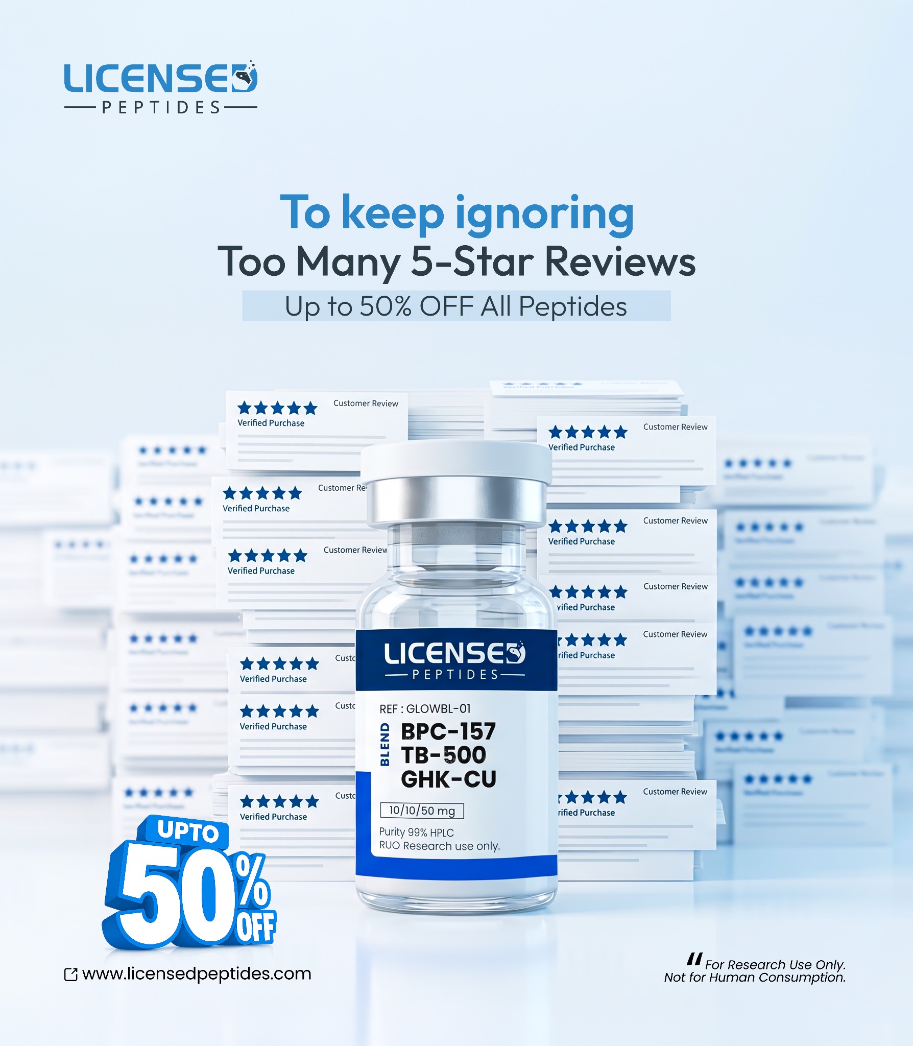 LicensedPeptides.com Facebook ad