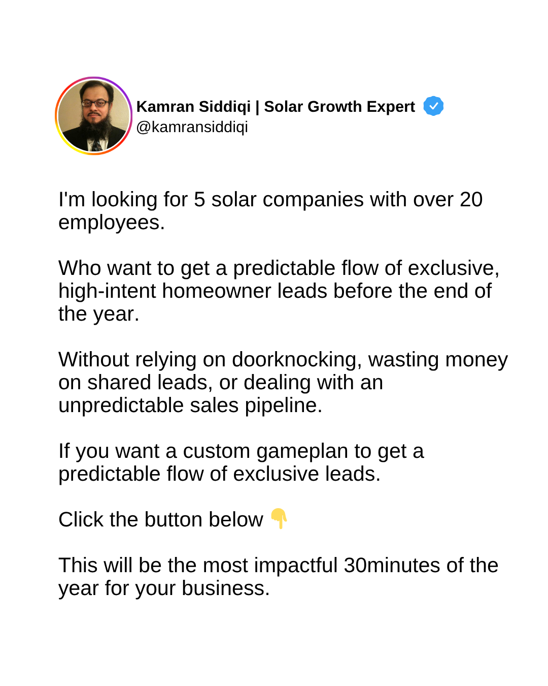 Green Grid Digital Facebook ad: Add $50k+ in 90 Days With This Solar Lead System