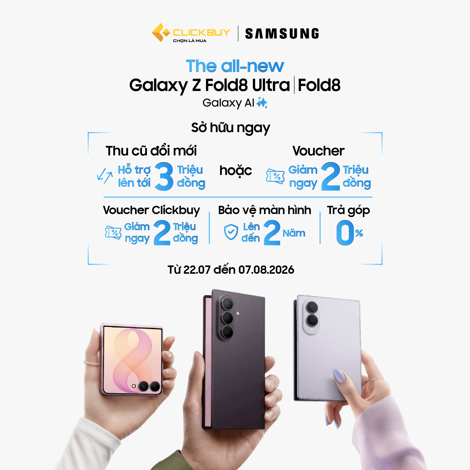 Clickbuy - SÀI GÒN Facebook ad: Galaxy Z8 Series chính thức nhận cọc