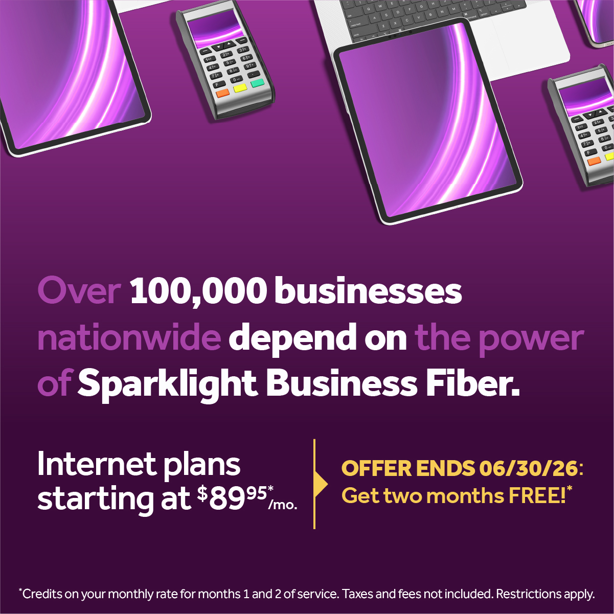 Sparklight Business Facebook ad: Easy Business Internet Savings