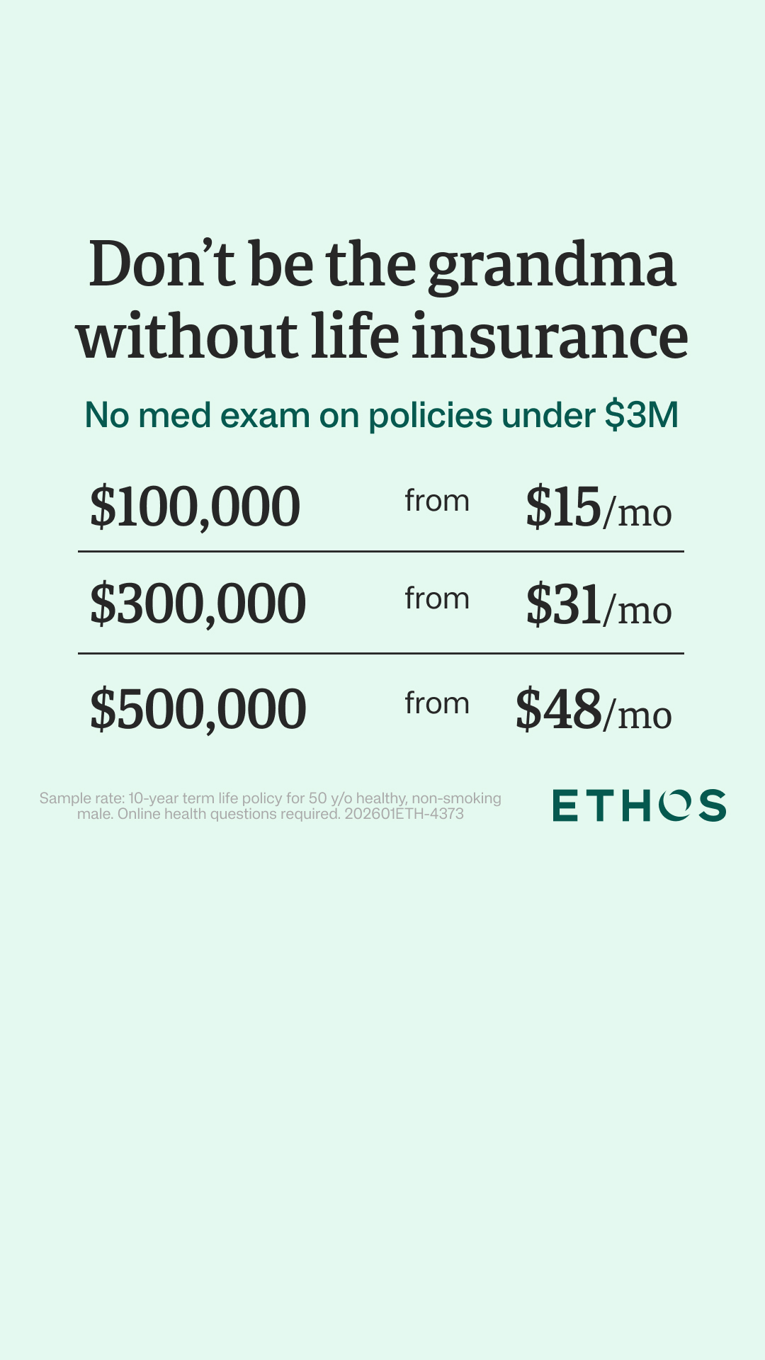 Ethos Facebook ad