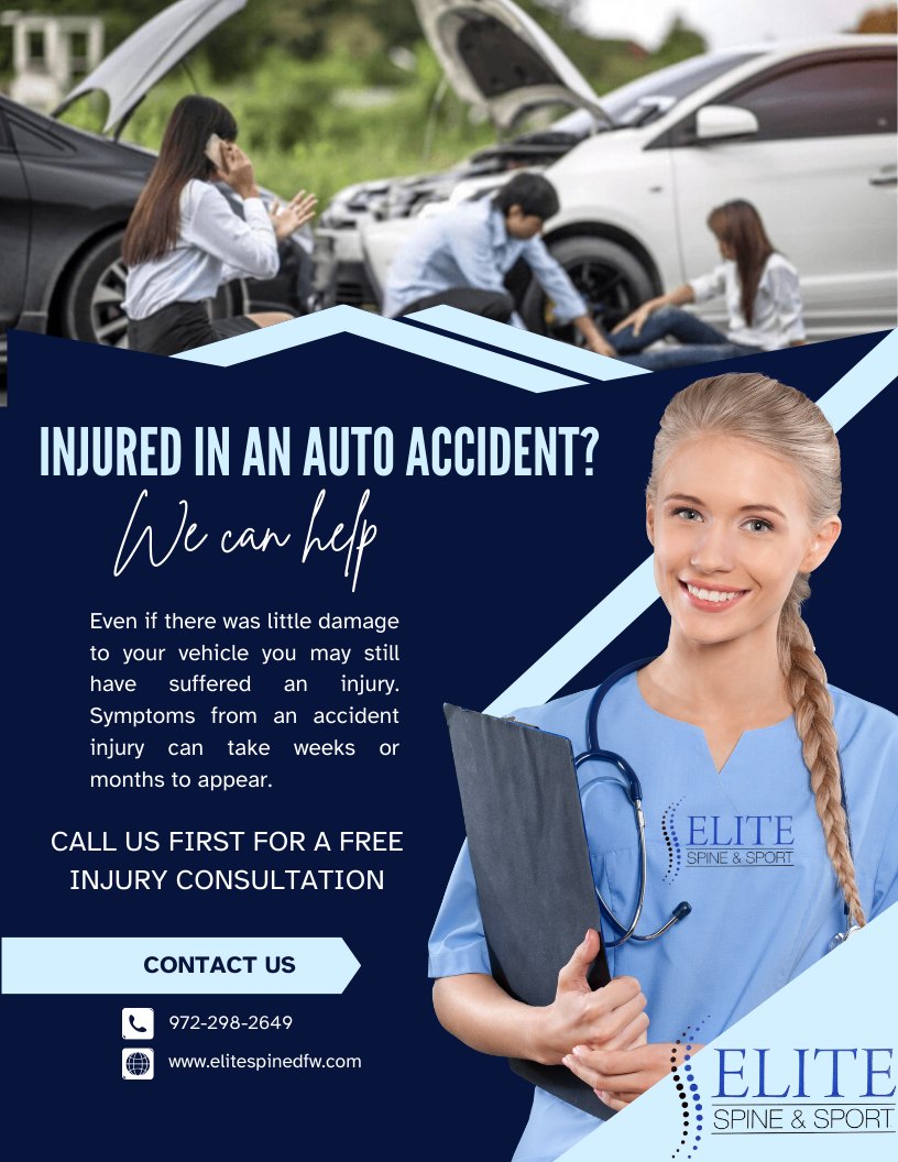 Elite Spine and Sport Facebook ad: Are You Suffering from Pain After a Car…