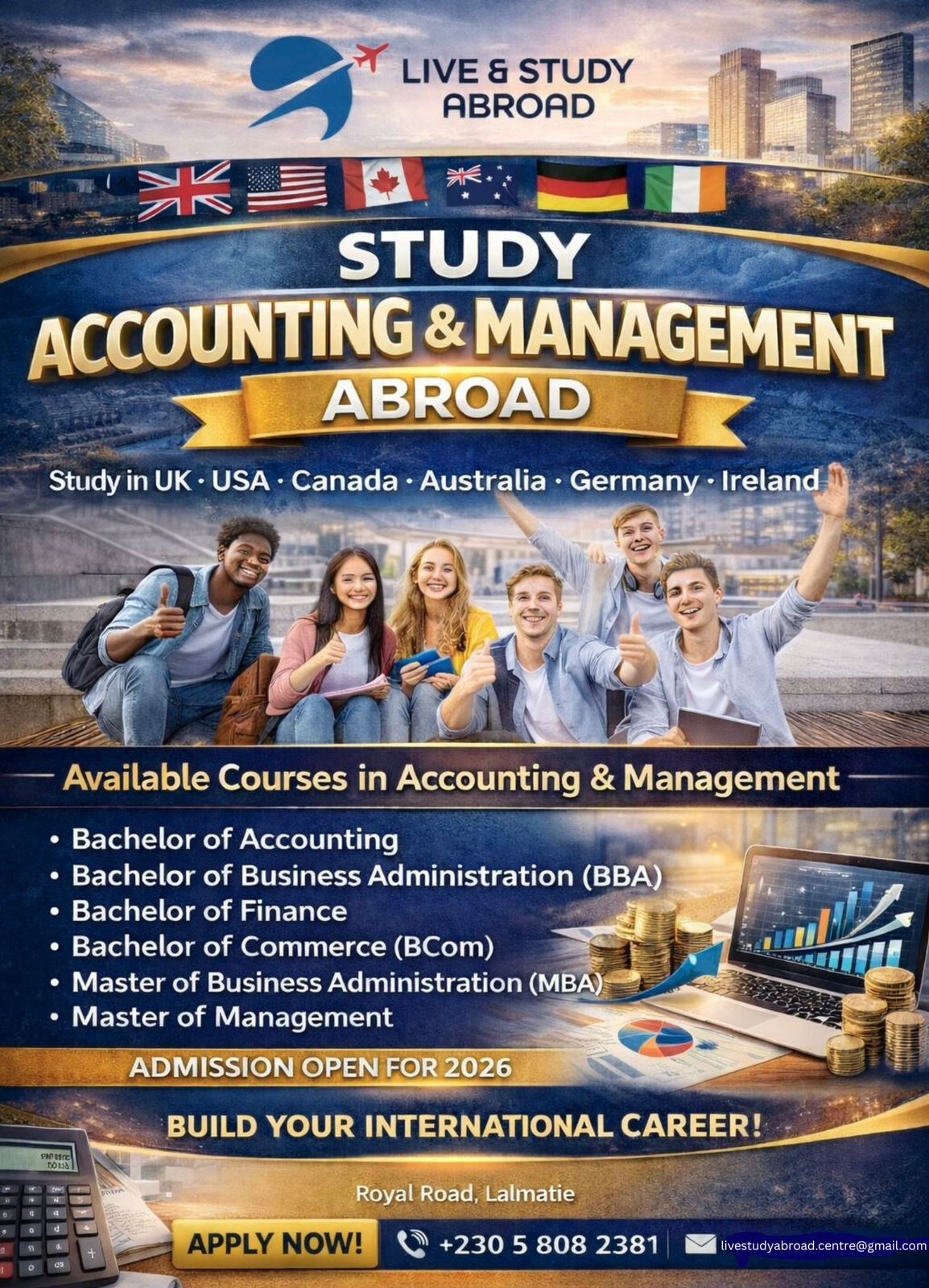 Live and Study Abroad Ltd Facebook ad: Looking to study abroad and earn an internationally…