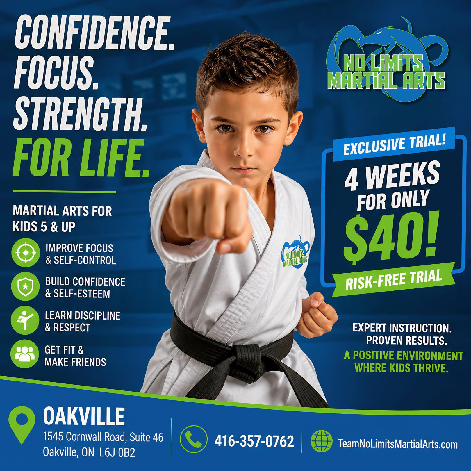 No Limits Martial Arts - Oakville Facebook ad