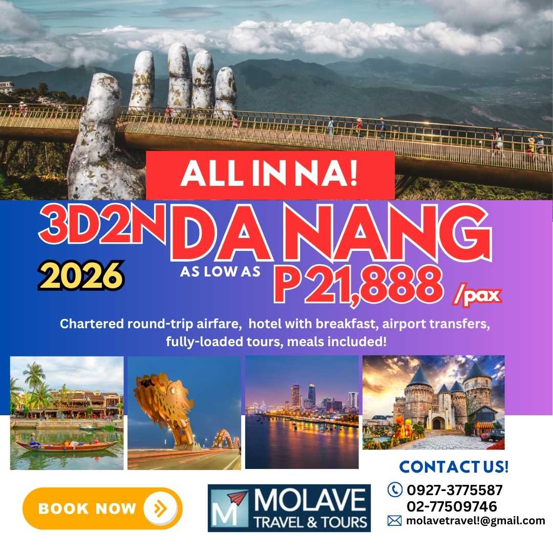 Molave Travel and Tours Facebook ad: ๐๐๐ฌ๐๐๐๐ก! ๐ง๐ถ๐บ๐ฒ ๐ป๐ฎ ๐ป๐ฎ๐๐ถ๐ป๐ด ๐ฏ๐๐บ๐๐ฎ๐ต๐ฒโฆ