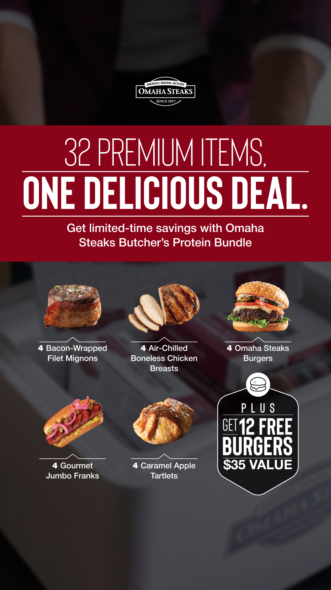 Omaha Steaks Facebook ad: Plus FREE Shipping