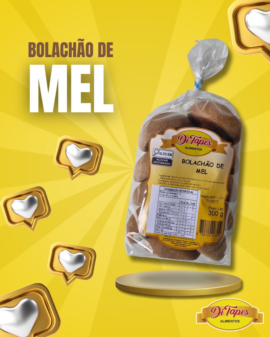 Di Tapes Alimentos Facebook ad: BOLACHÃO DE MEL DI TAPES, O SABOR DA…