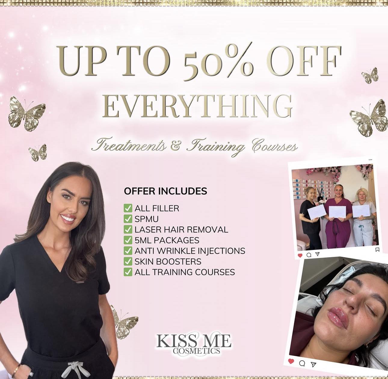 Kiss Me Cosmetics - Semi Permanent Makeup Facebook ad: UP TO 50% OFF EVERYTHING