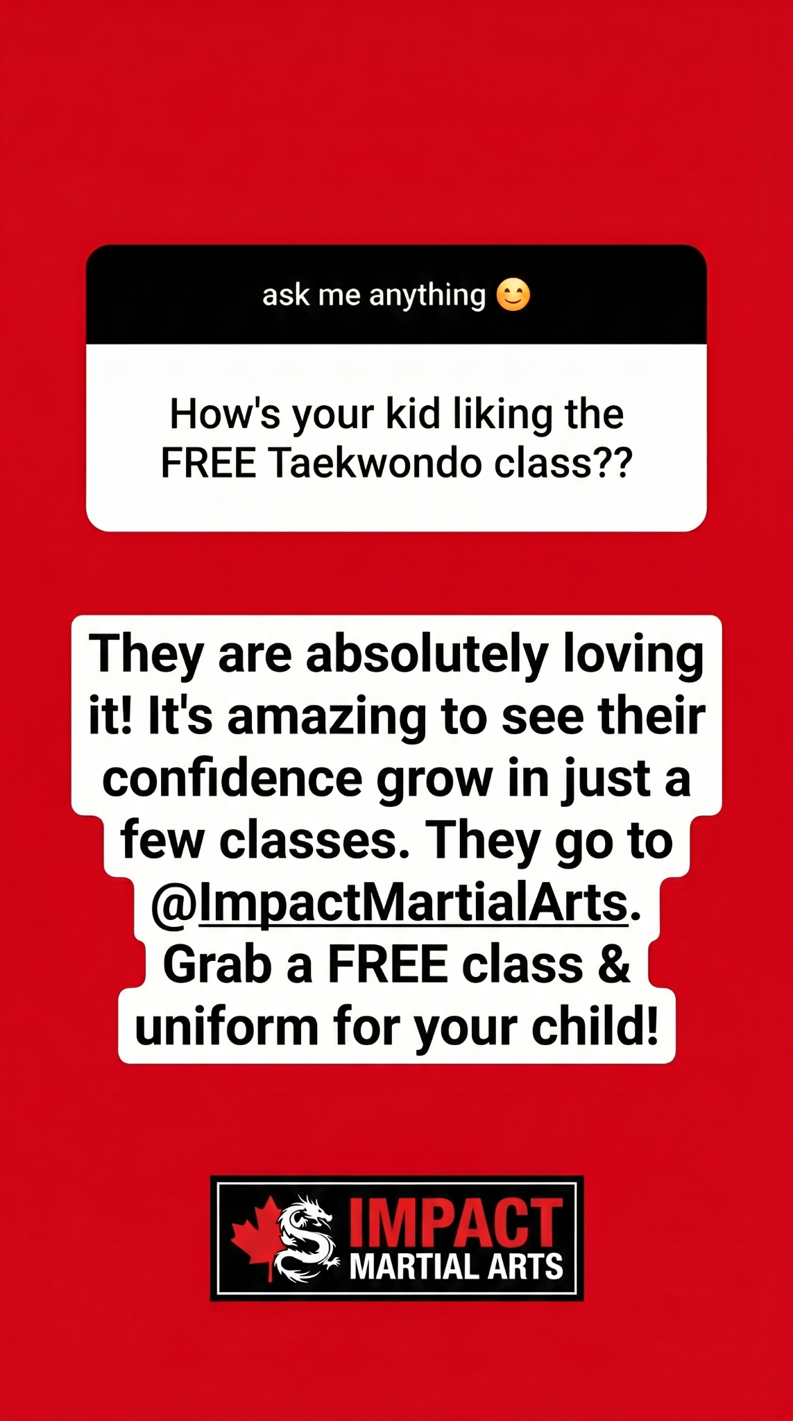 Impact Martial Arts Facebook ad