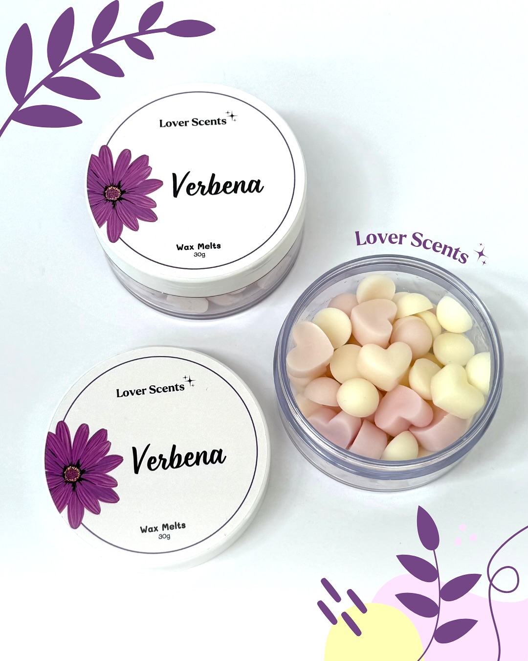 Lover Scents Facebook ad: Delicadamente moldados e feitos à mão com cera…