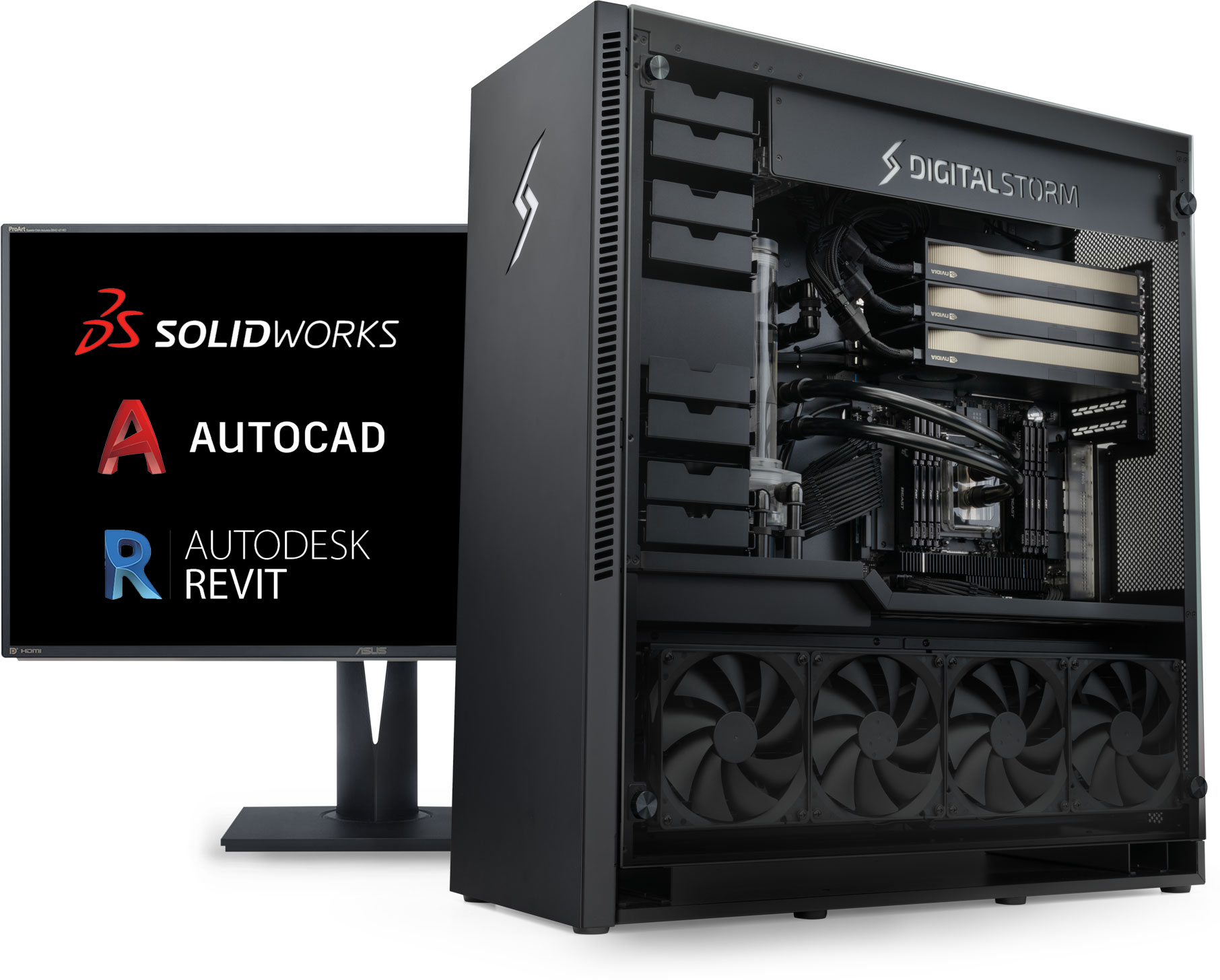 Digital Storm Facebook ad: Built Solid for Serious Work