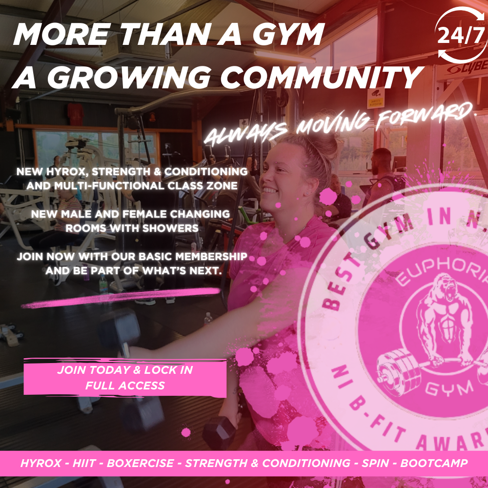 Euphoria Gym 24 Hour Facebook ad: Award Winning Gym. Even Better Soon.