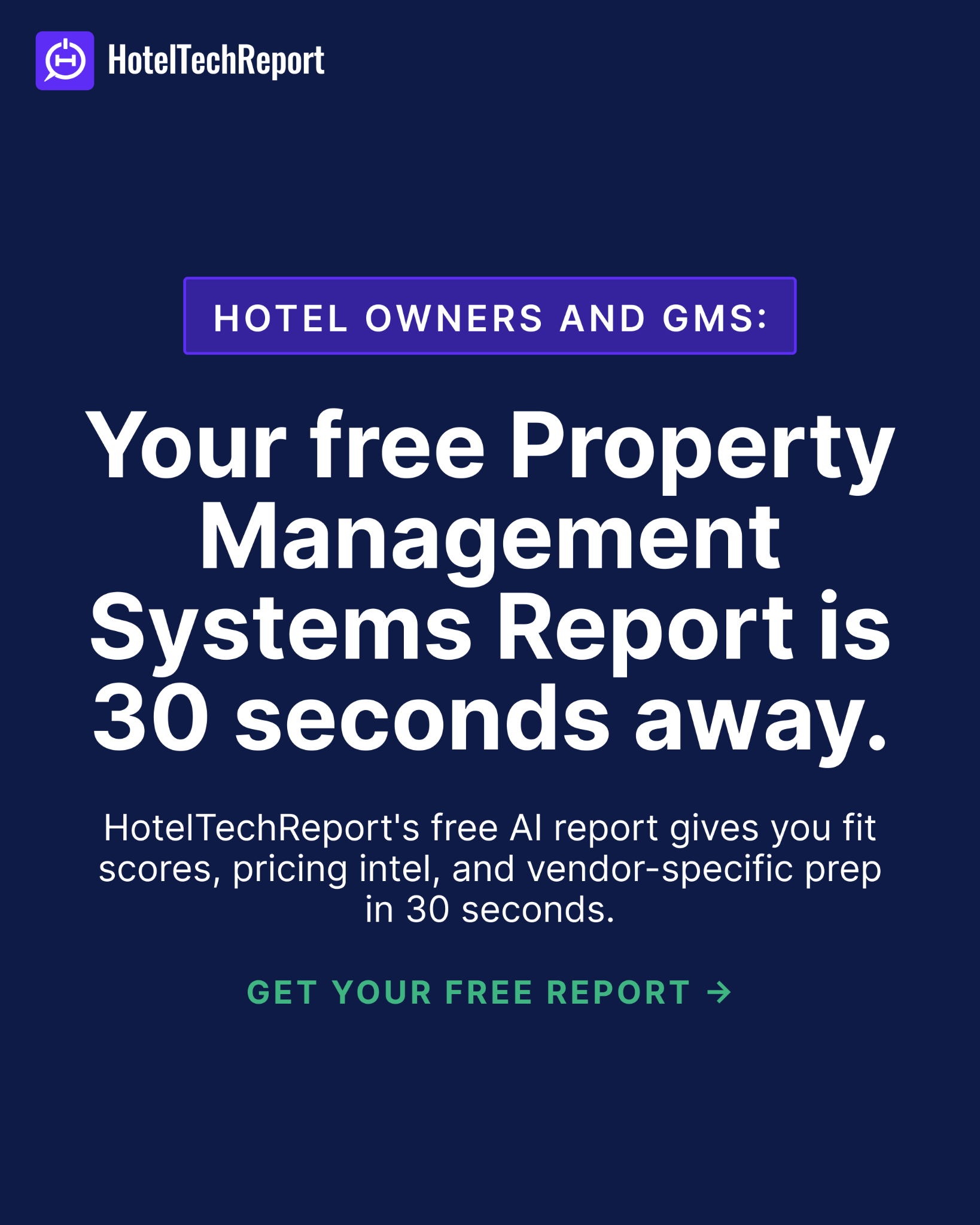 Hotel Tech Report Facebook ad: $5,000 Consultant Report, Now Free