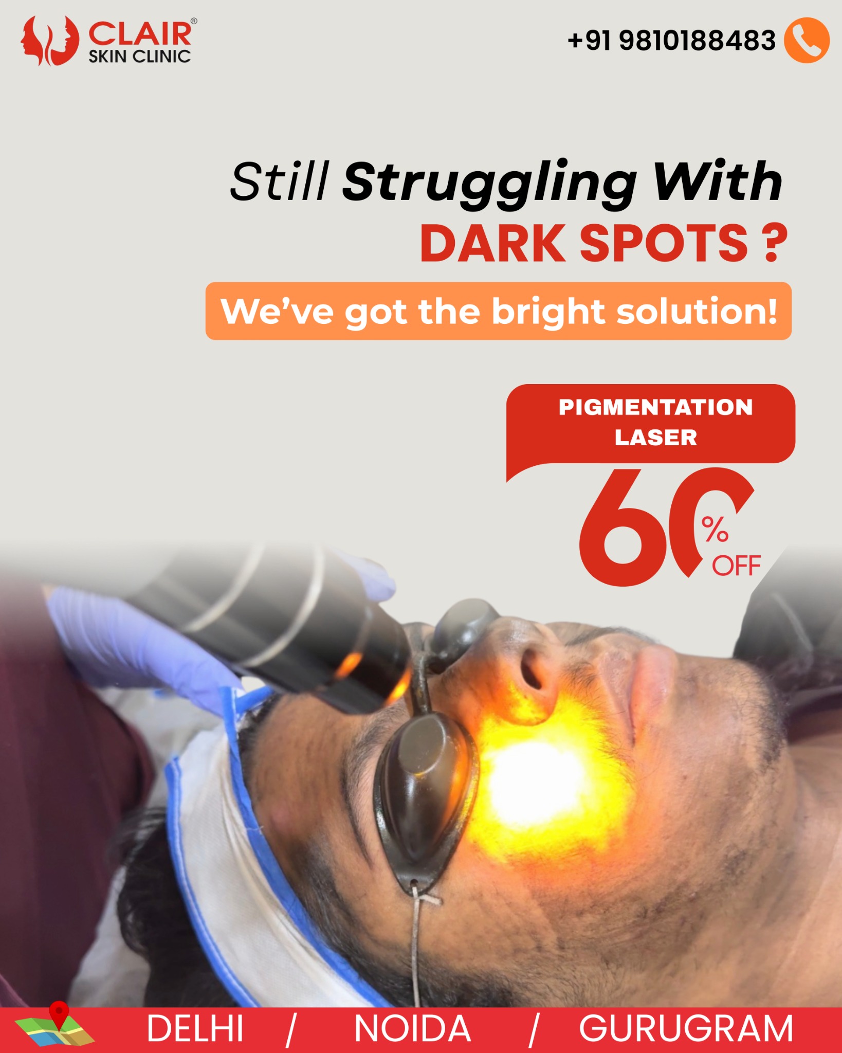 Clair Skin Clinic Facebook ad: Flat 60% OFF, Limited Slots!