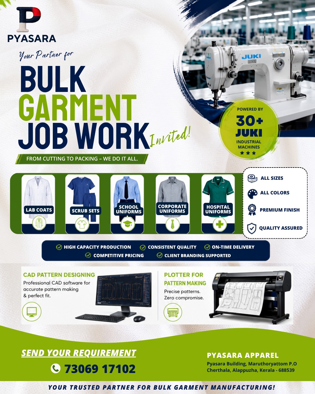 Pyasara Apparel Facebook ad: Looking for a reliable bulk garment manufacturing partner?
