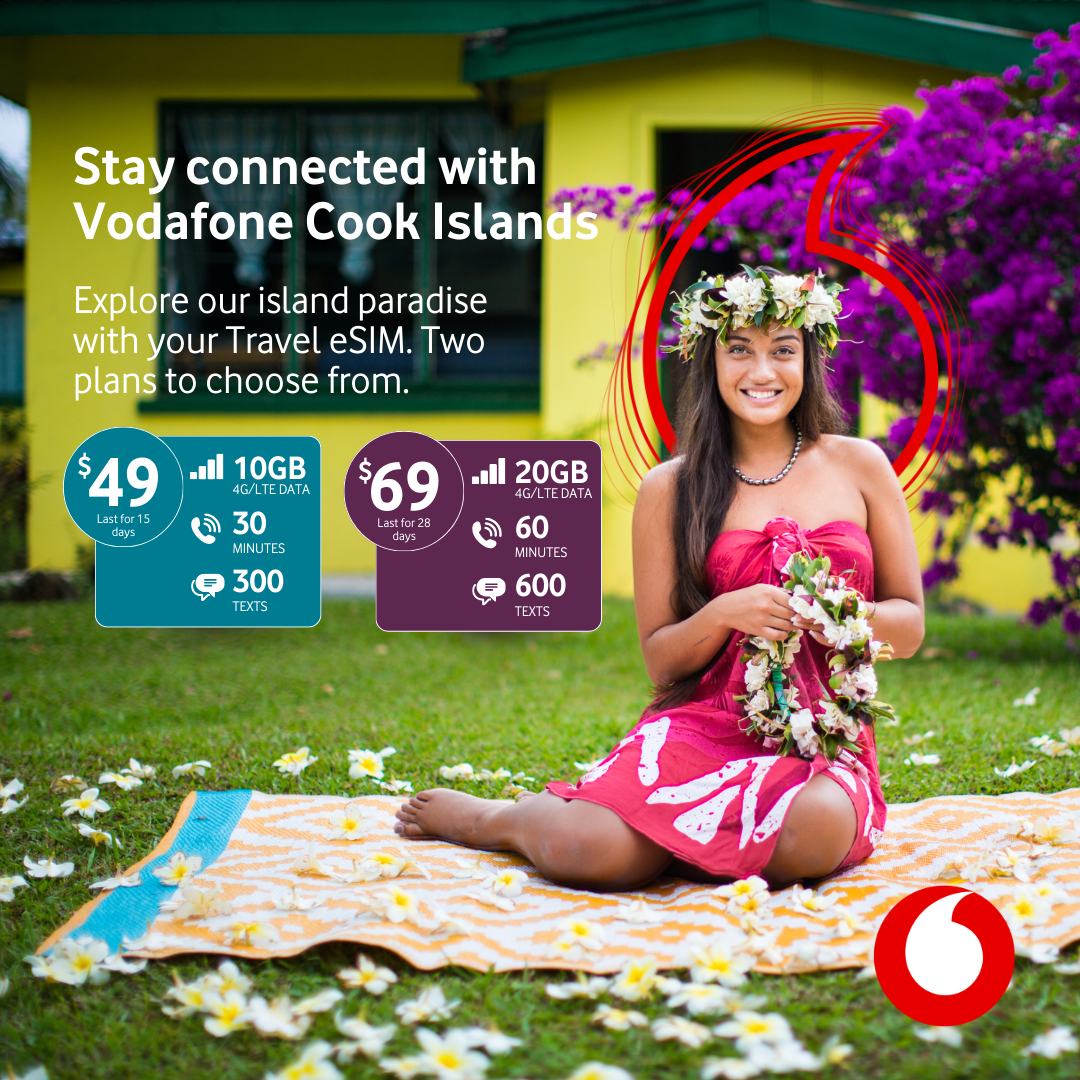 Vodafone Cook Islands Facebook ad: Stay Connected in the Cook Islands
