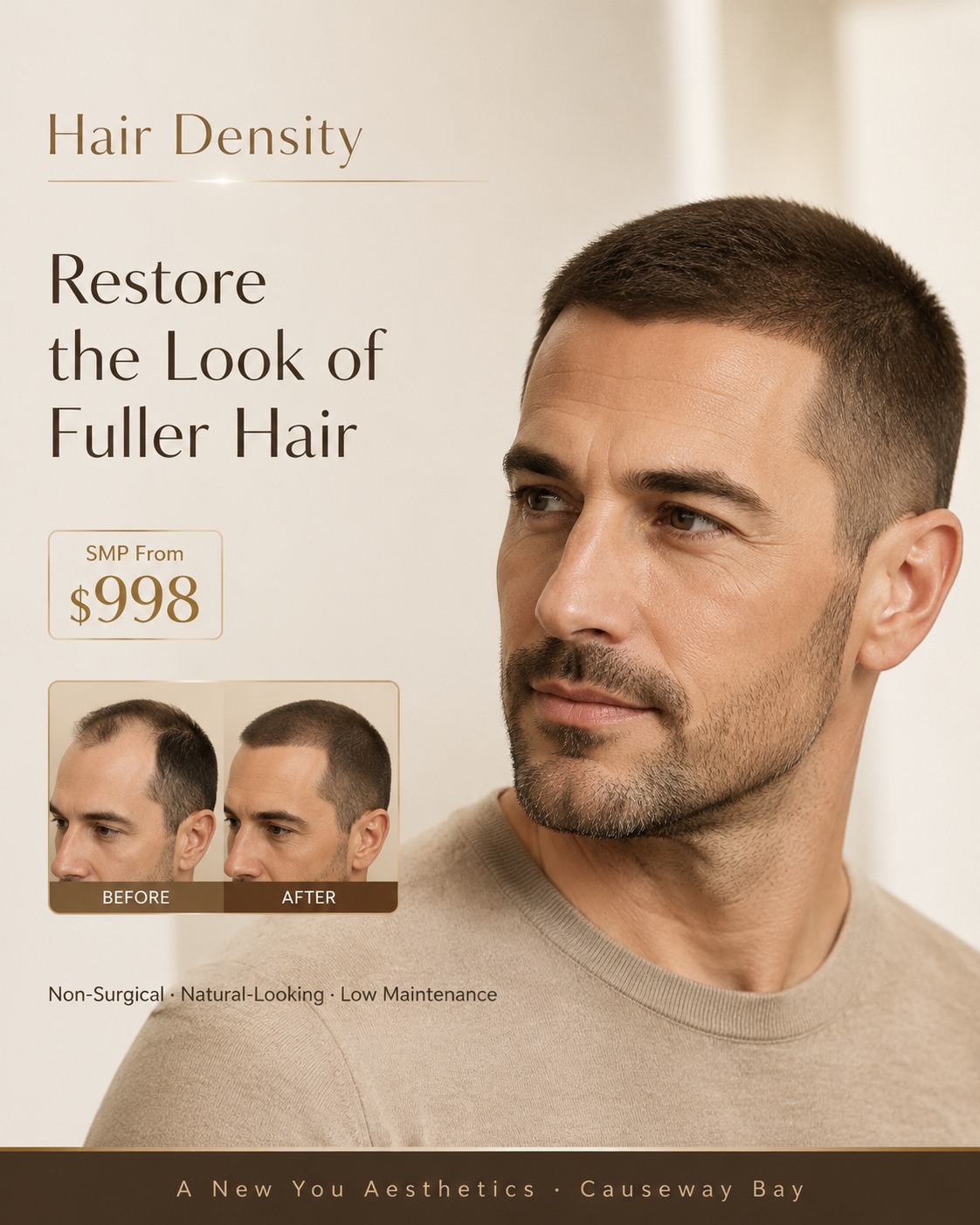 A New You Aesthetics Causeway Bay Facebook ad: Thinning Hair? Don’t Let It Show.
