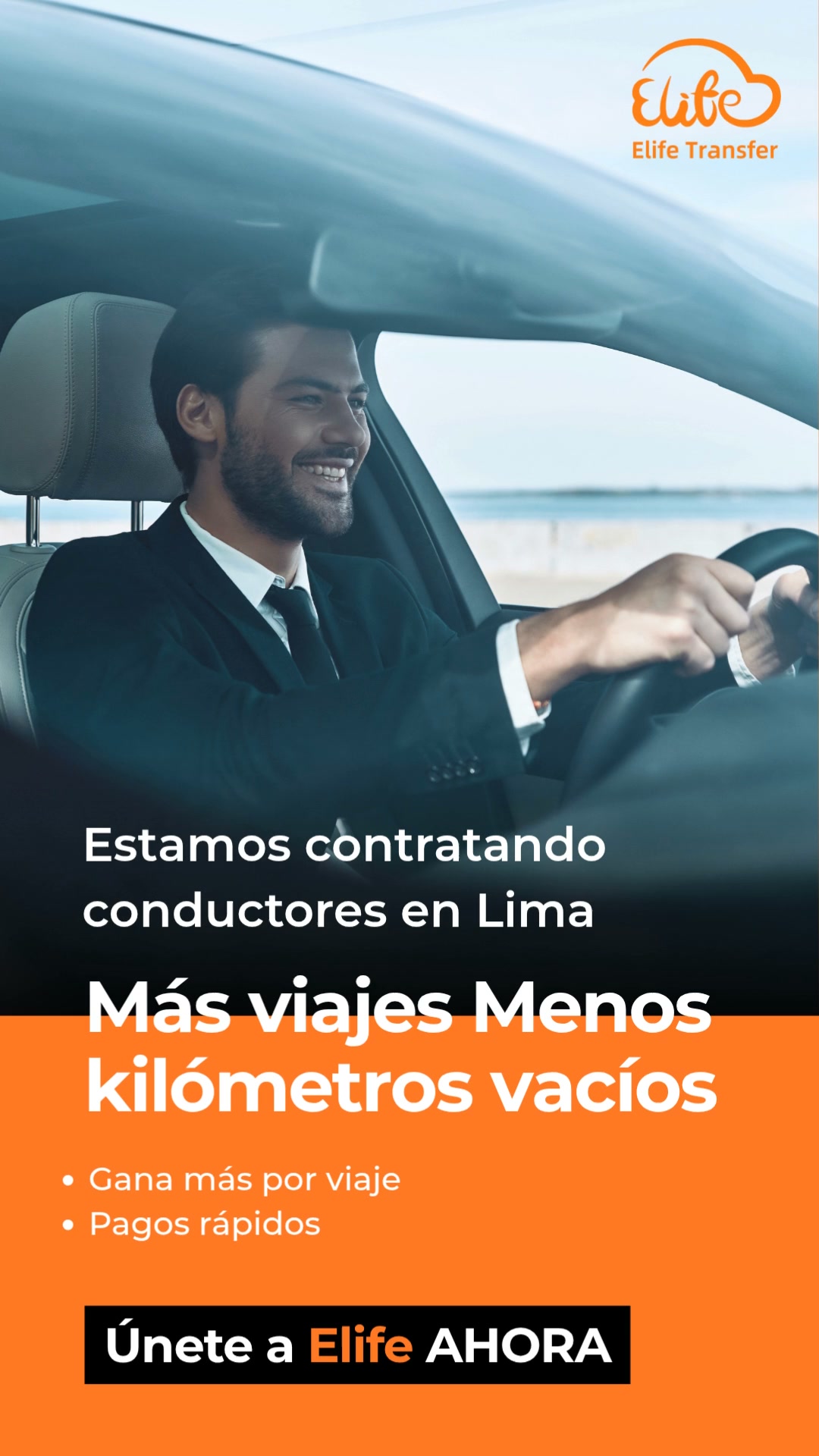 Elife Transfer Facebook ad: Únete a la red de conductores de Elife
