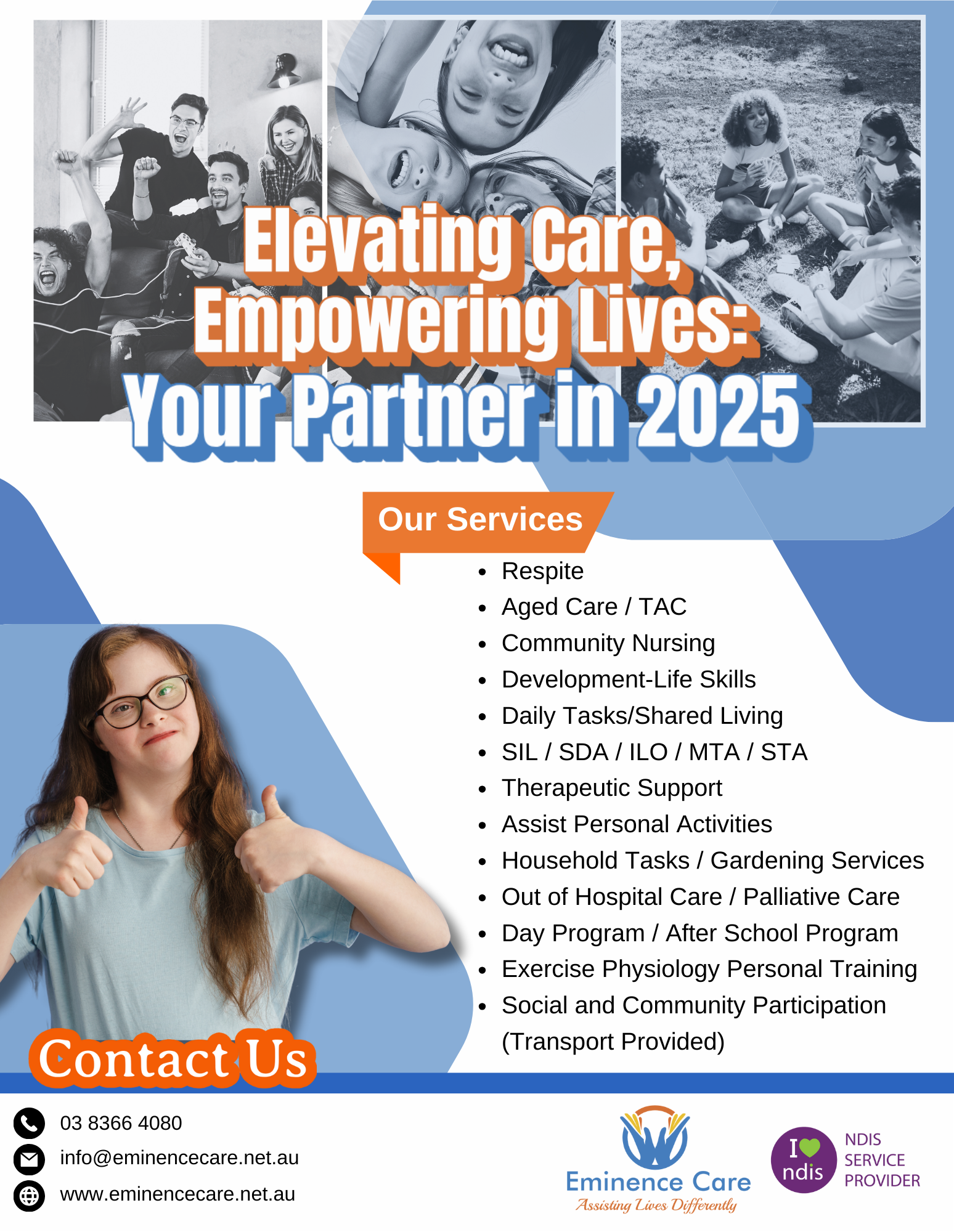 Eminence Care Facebook ad: Eminence Care, Assisting Lives Differently