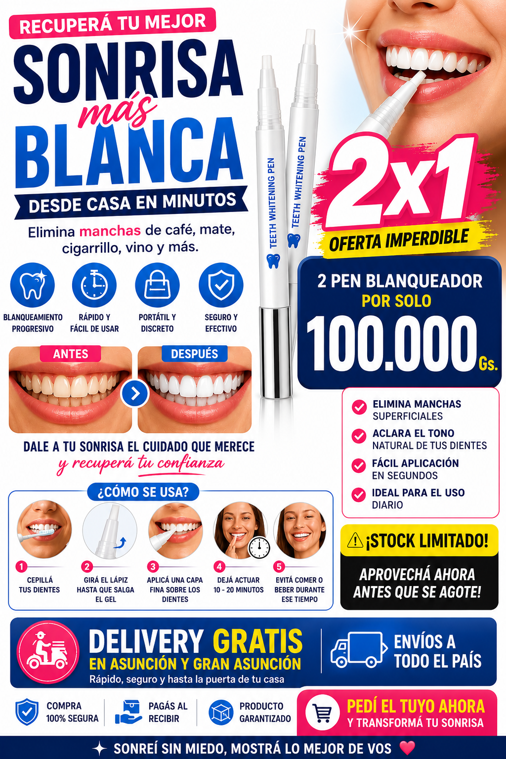 SmartShop Facebook ad: Blanqueá tu sonrisa en minutos