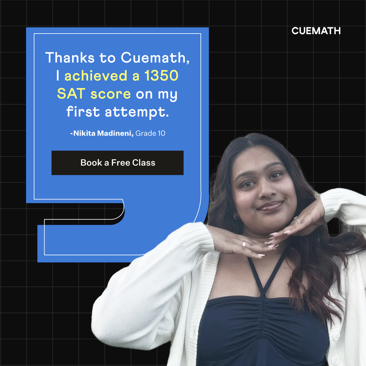 Cuemath Facebook ad: The Same Math Tutor. Every Single Class.