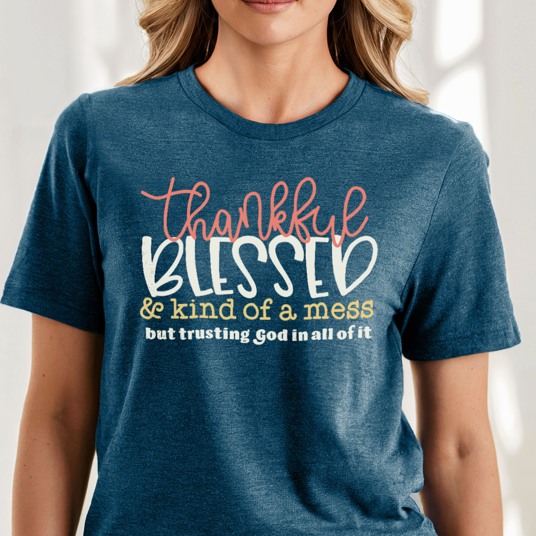 Eternal Light Co. Facebook ad: FREE Thankful Blessed Mess Tee! Free today!