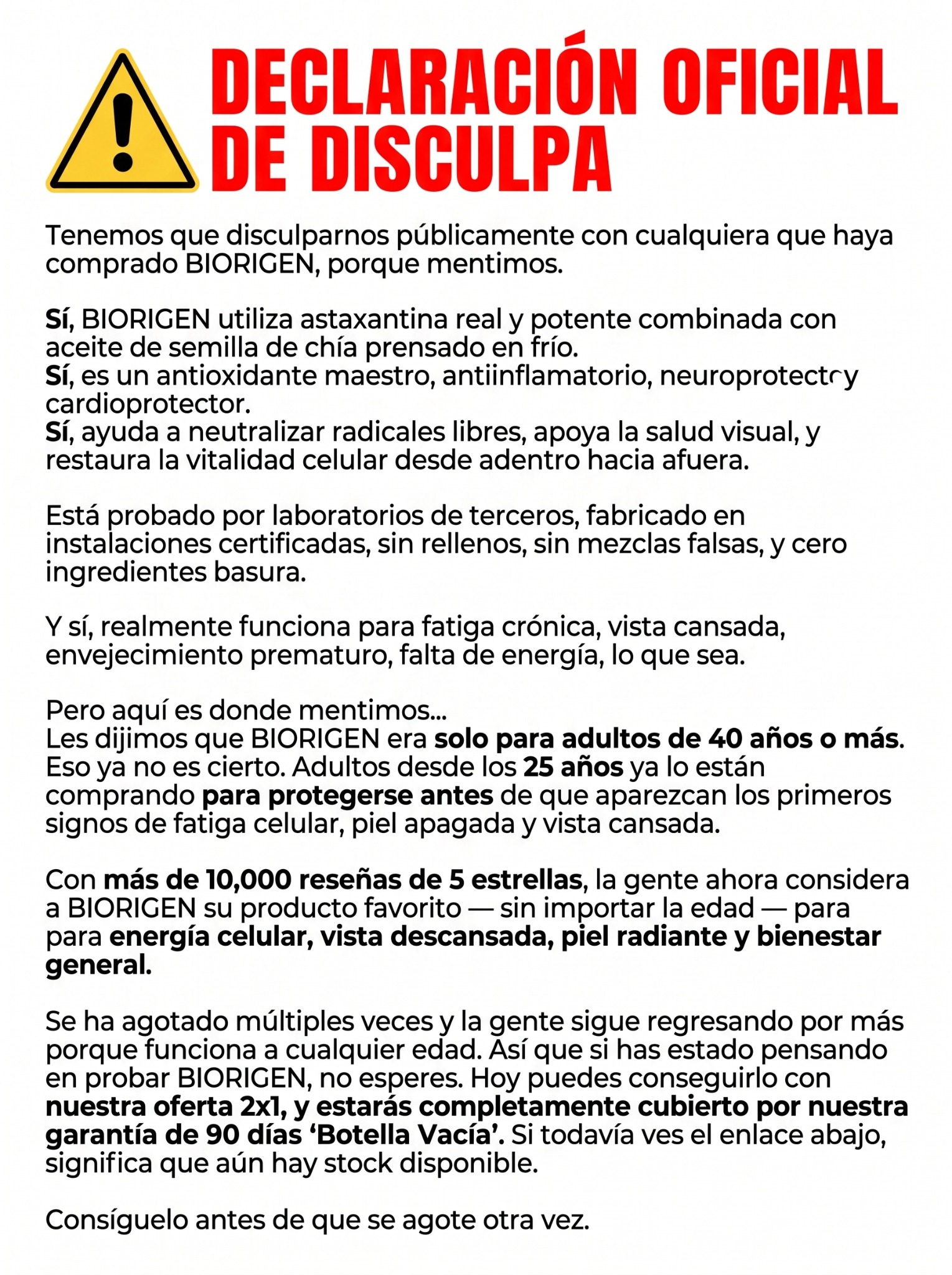 Trybiorigen Facebook ad: El antioxidante más potente de la naturaleza justo aquí!