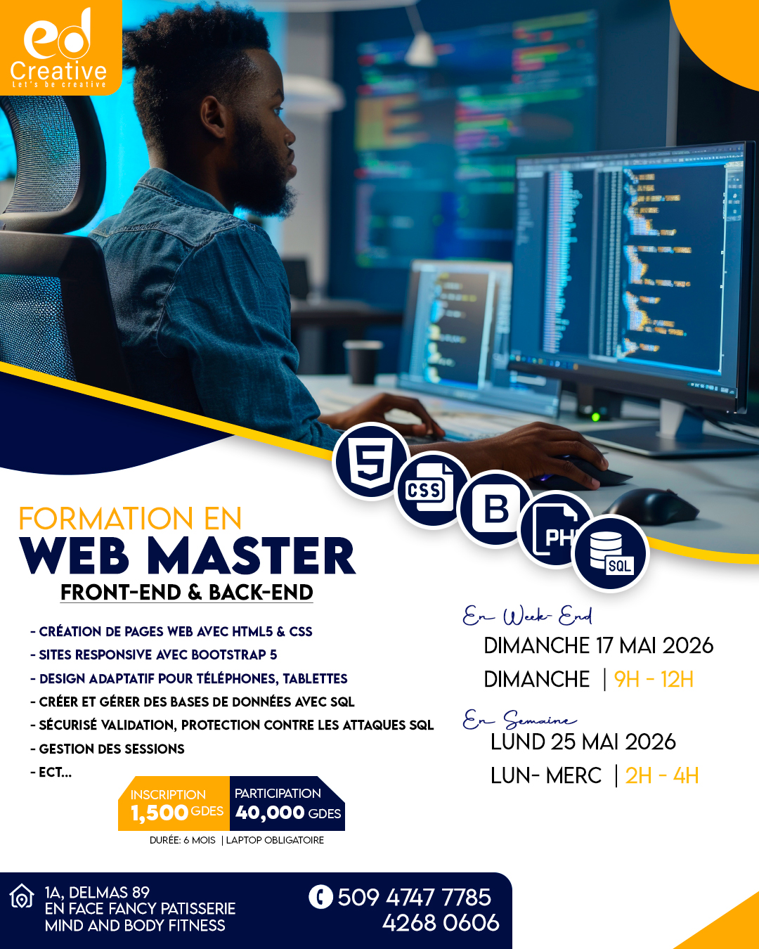 Ed'Creative Facebook ad: FORMEZ-VOUS AU MÉTIER DE WEB MASTER AVEC ED’CREATIVE!