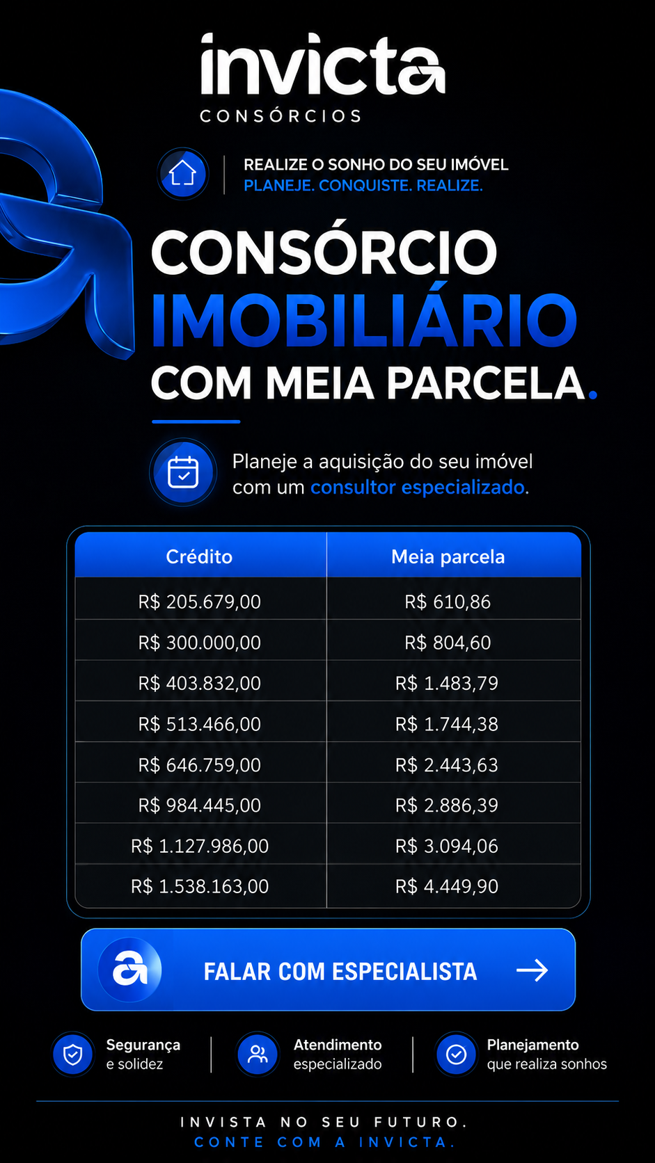 Invicta Facebook ad: É possível planejar a aquisição de um imóvel…