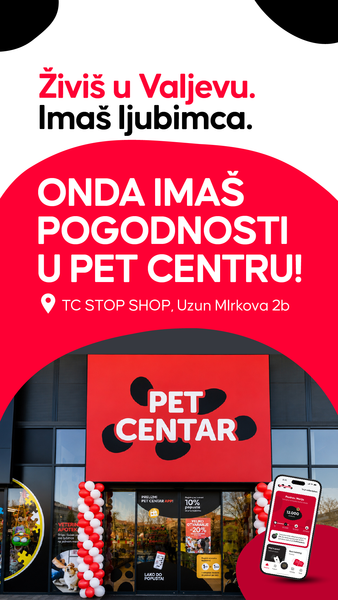 PET CENTAR Srbija Facebook ad: Imaš pogodnosti u Pet centru, poseti nas!