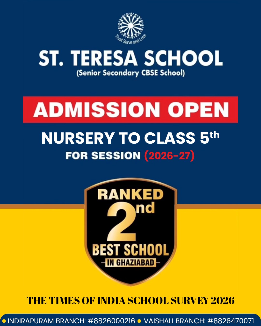 St.Teresa School Indirapuram Facebook ad: Admissions Open for 2026-27