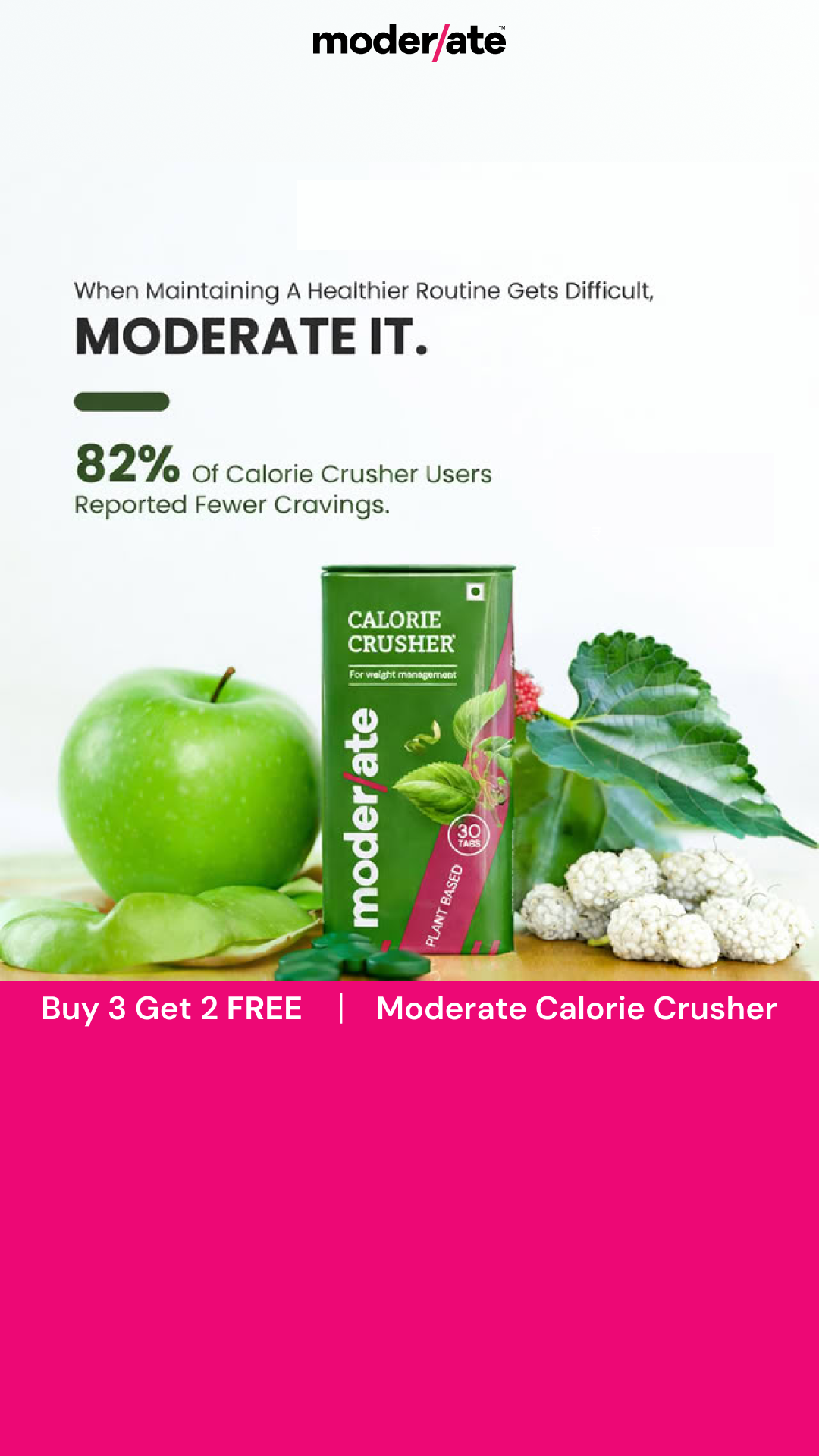 Letsmoderate Facebook ad: Buy 3, Get 2 FREE | Calorie Crusher