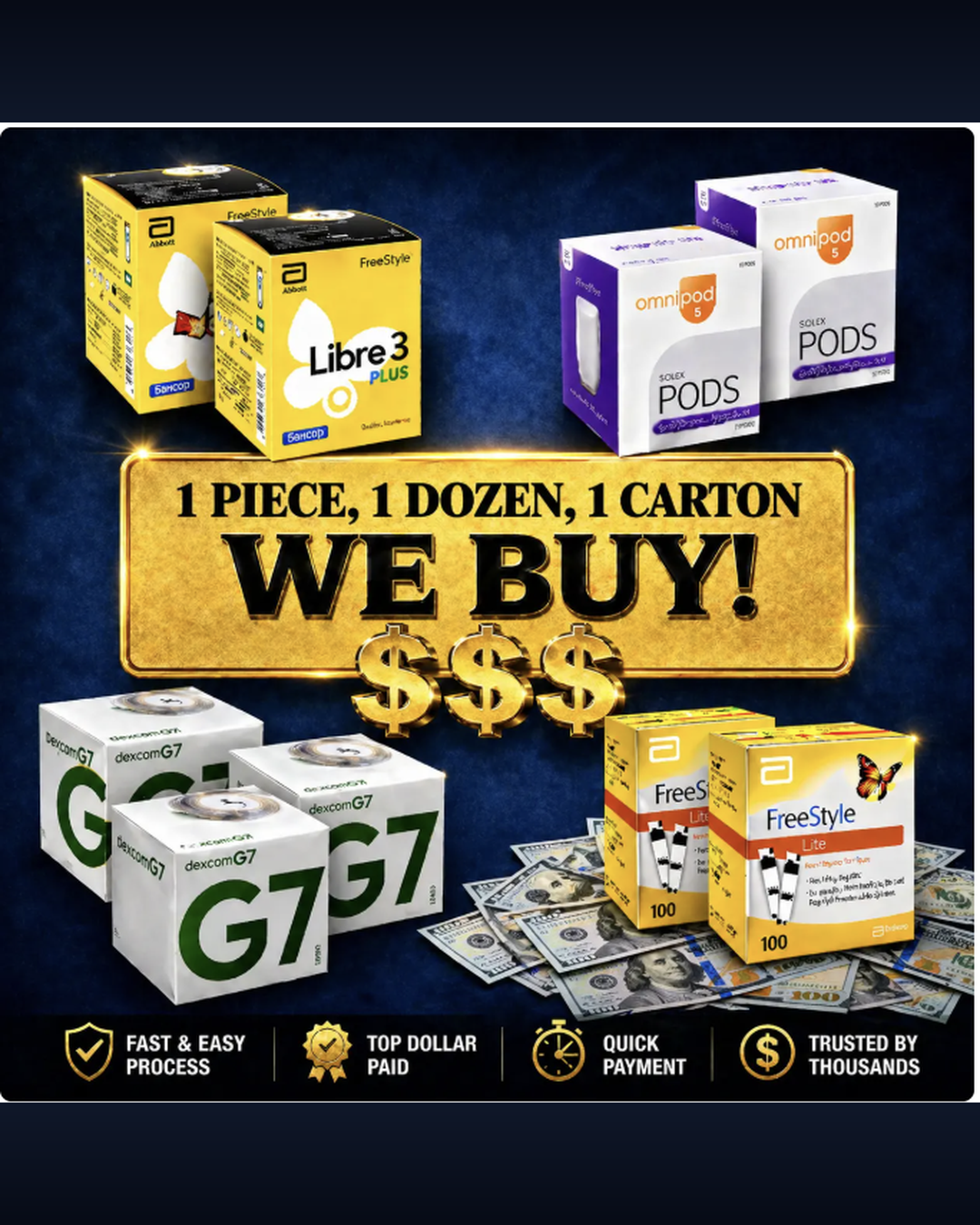 Day2DayStrips - Cash for Diabetic Supplies Facebook ad: We Buy Sealed Diabetic Supplies!