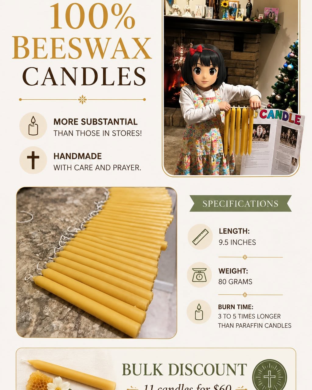 Jon Li Facebook ad: 100% Beeswax Handmade Candles by My Family