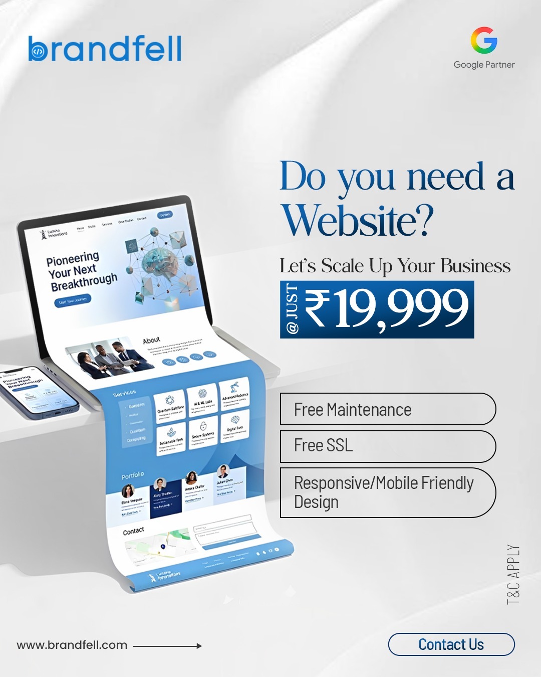 BrandFell - Digital Marketing Agency Facebook ad: Website Starting @ ₹19,999 | Book Now