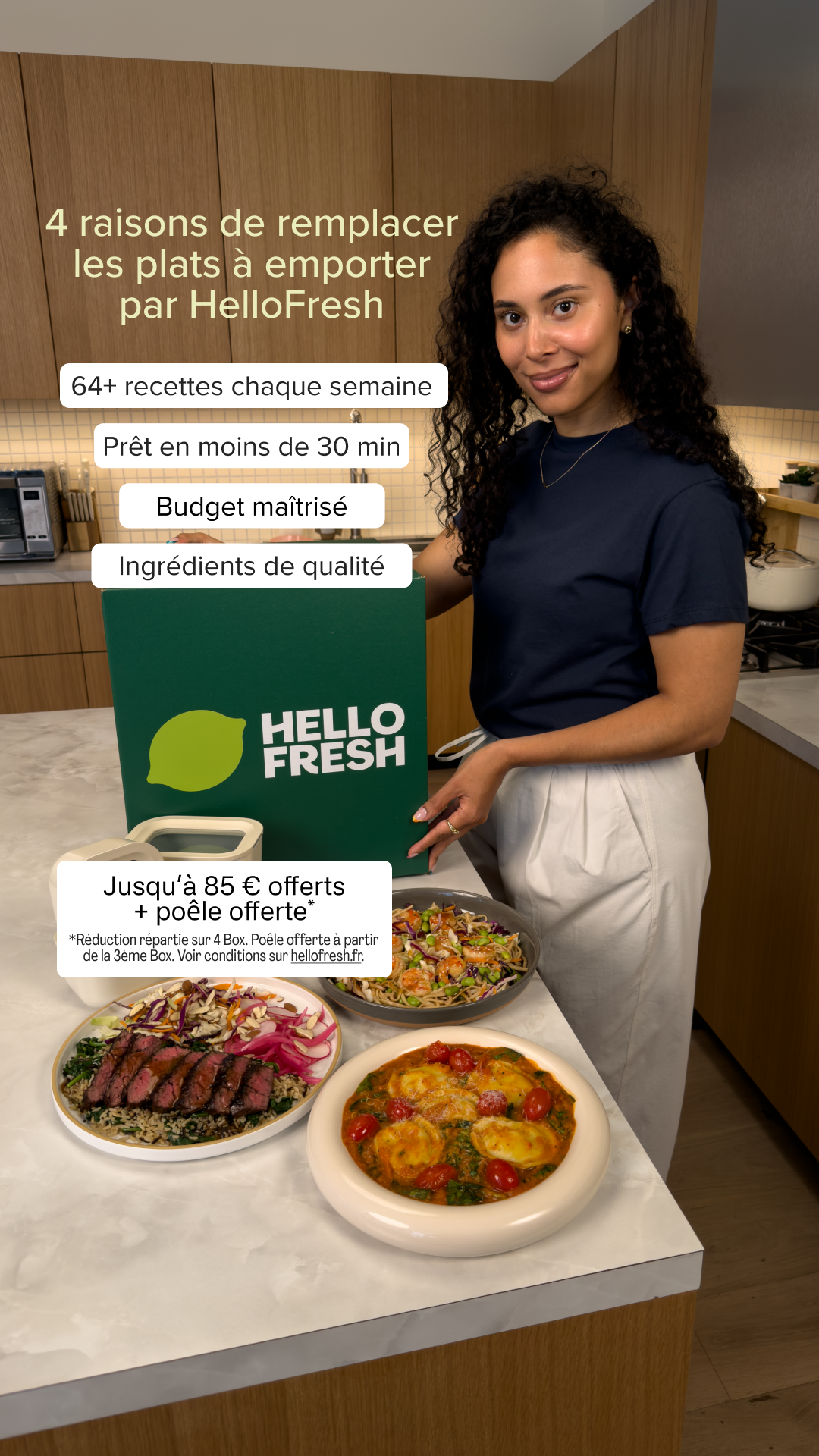 HelloFresh Facebook ad: Une poêle offerte + Jusqu'à -85€