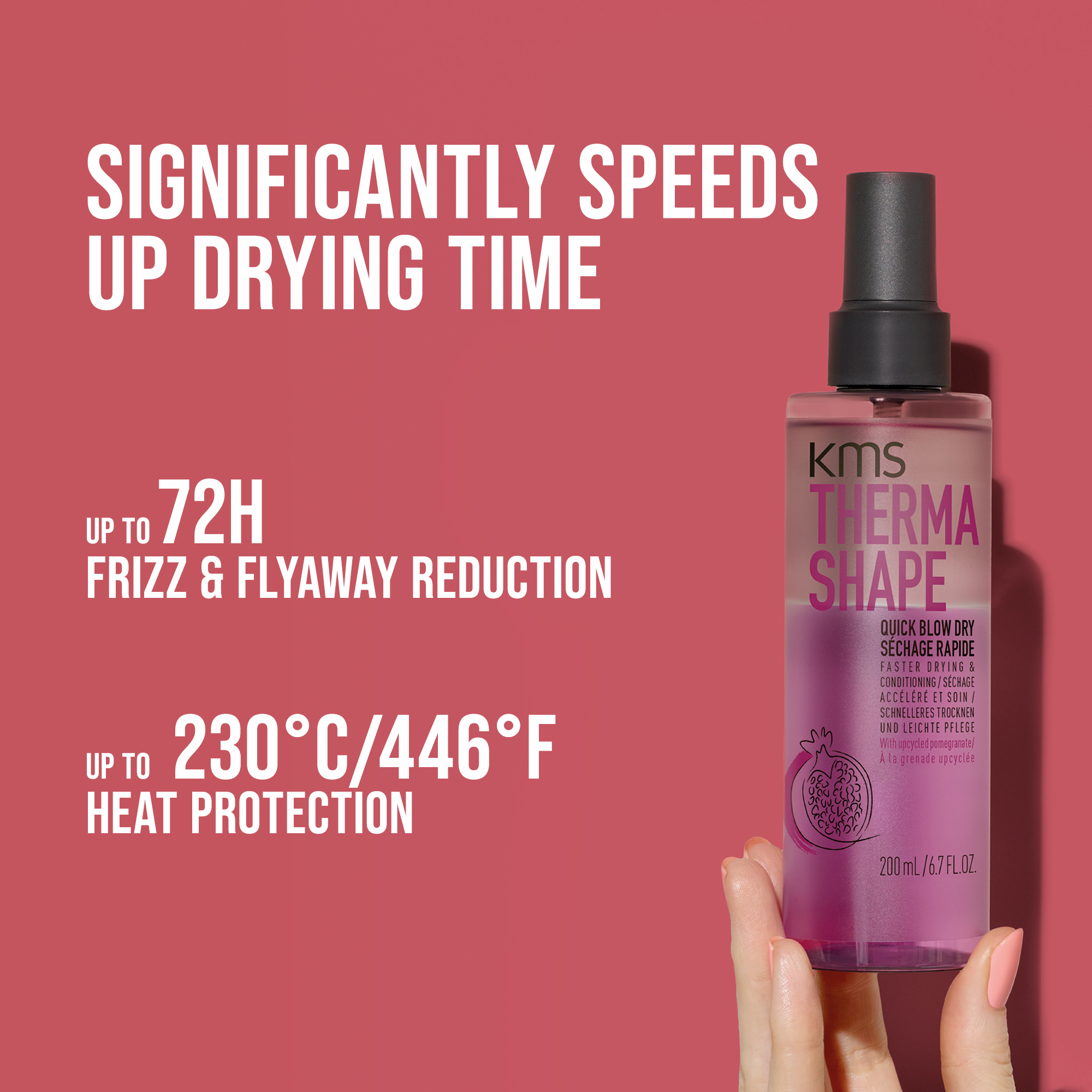 KMS Hair Pro Europe Facebook ad: A must-have haircare spray Up to 50% faster…