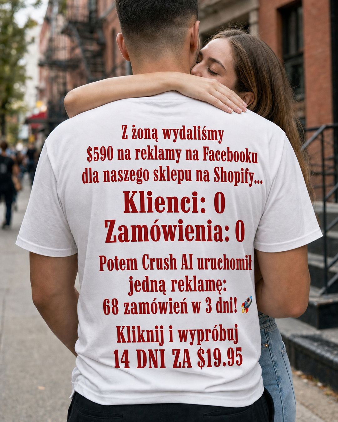 trycrush.ai Facebook ad: $590 i 0 zamówień. Potem 68 w 3 dni