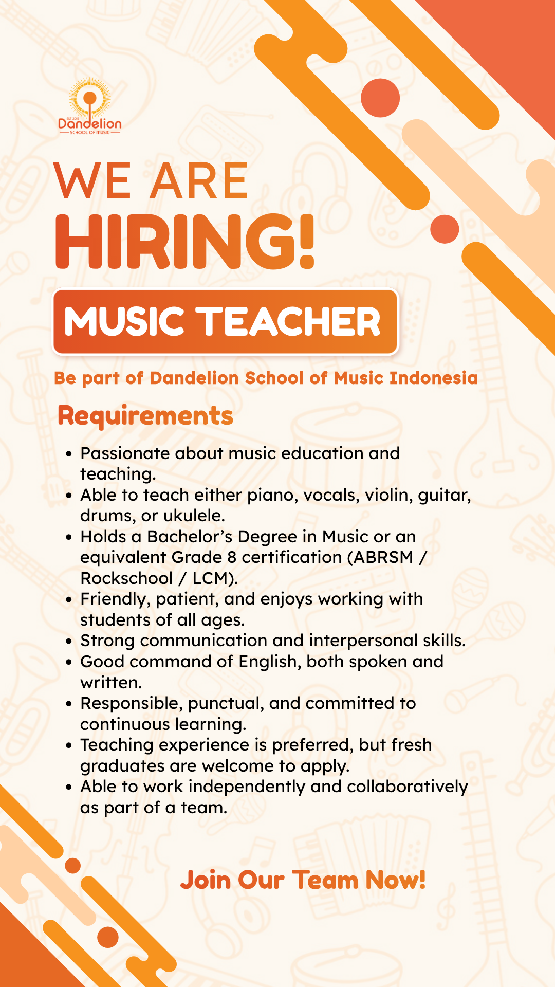 Dandelion School of Music Indonesia Facebook ad from Jul 8, 2026