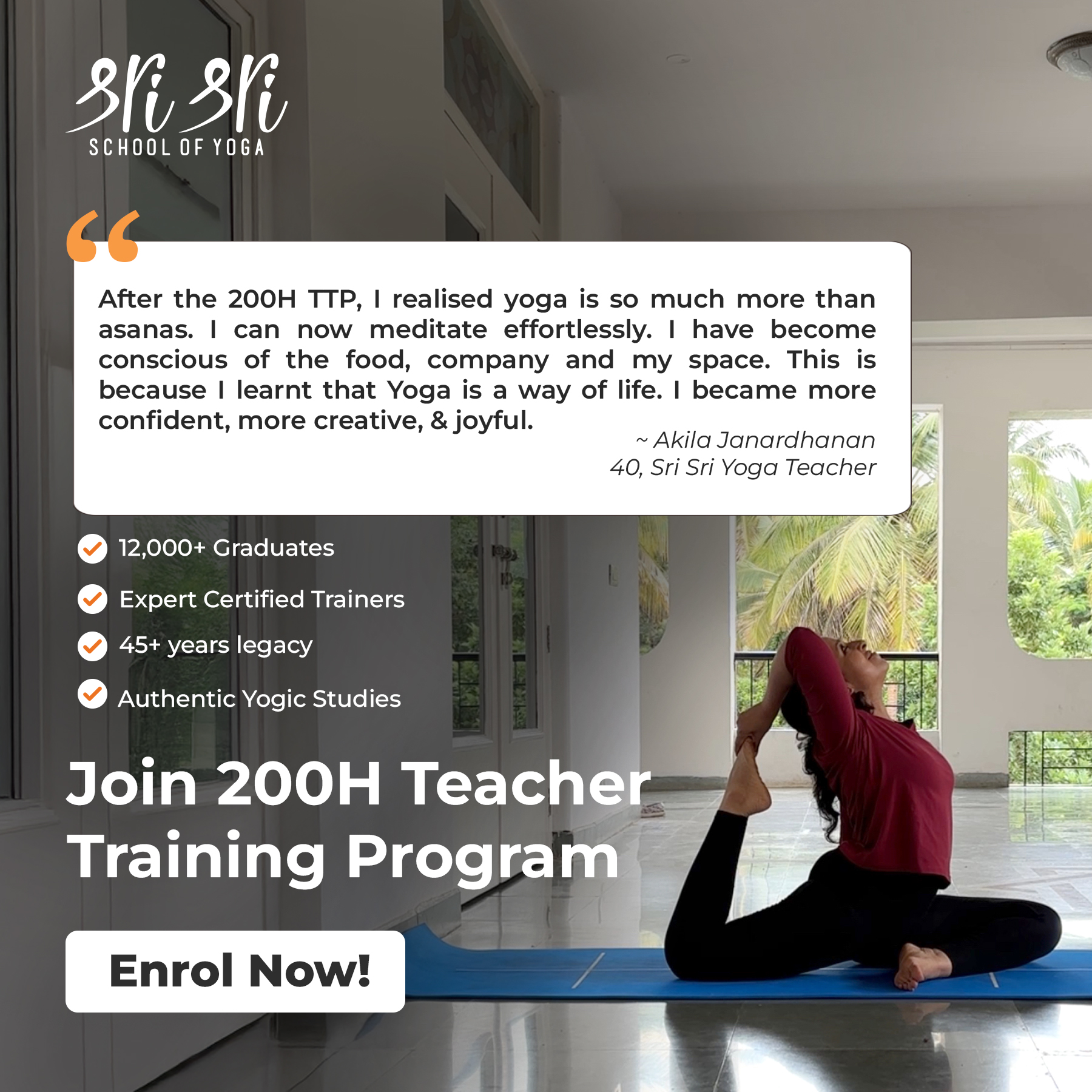 Sri Sri School of Yoga - Yoga Teacher Training Facebook ad