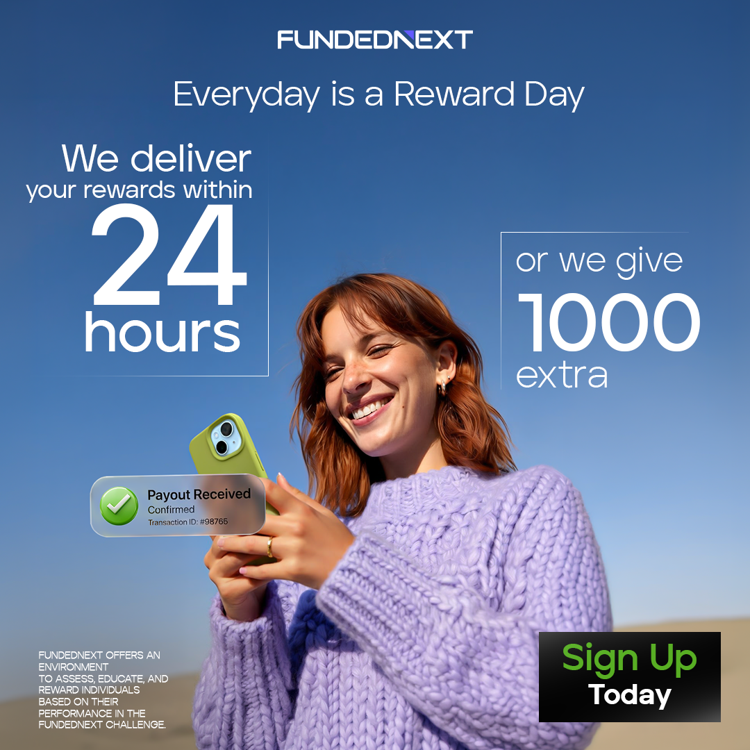 FundedNext Facebook ad: Trade up to 300k with up to 95% reward