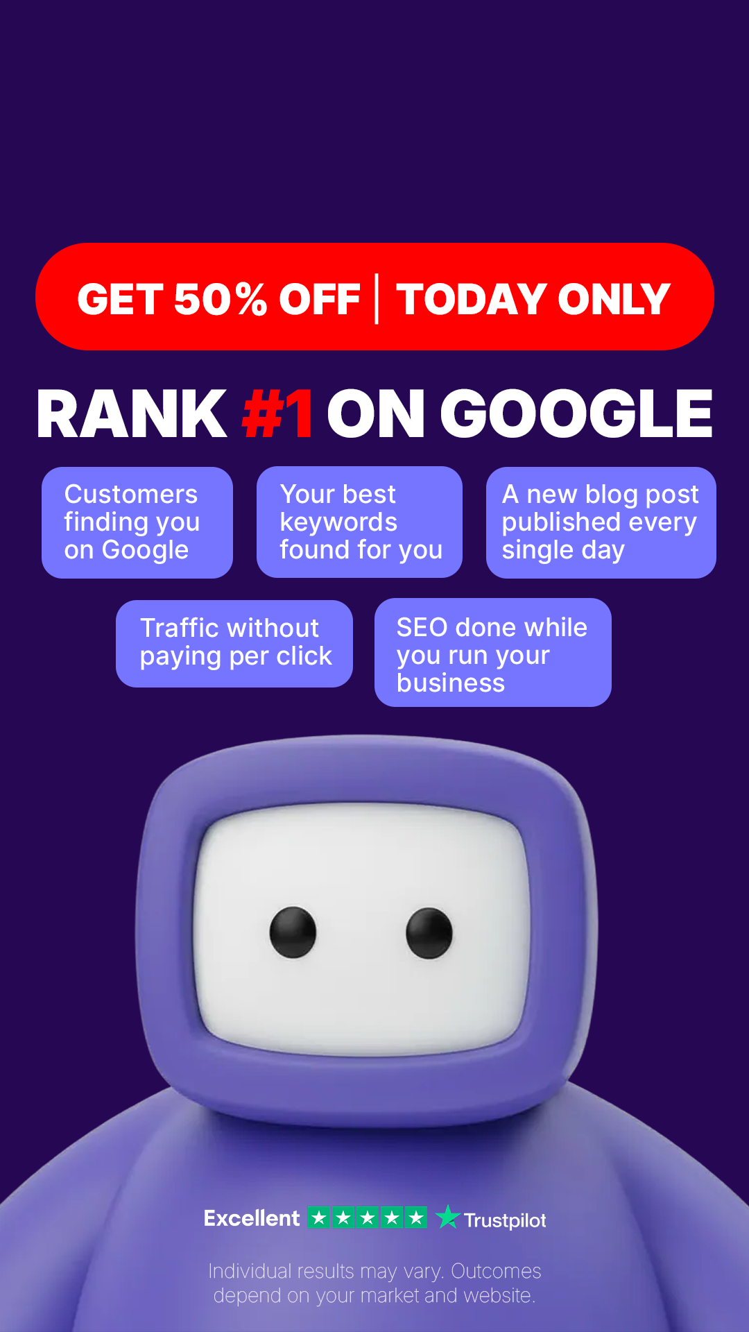 Soro SEO Facebook ad: Rank #1 on Google
