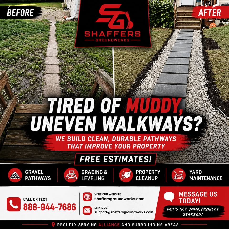 Shaffer's GroundWorks LLC Facebook ad: Local groundwork services done right.