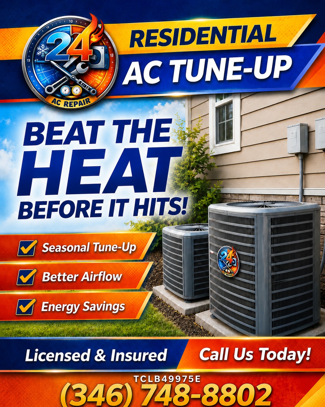 24 AC Repair Facebook ad: AC not cooling in this Houston heat?